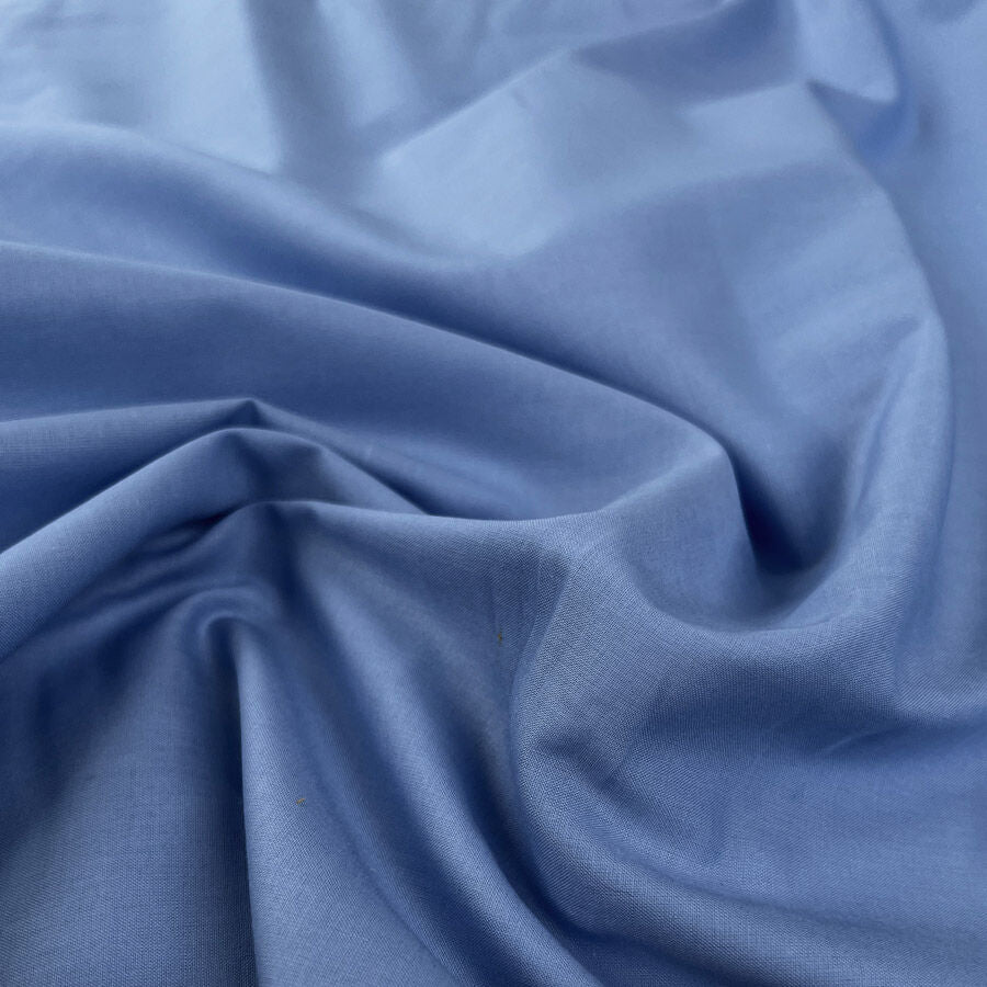 Core Range Cotton Lawn Cornflower Blue Combed Woven Plain Dress Fabric