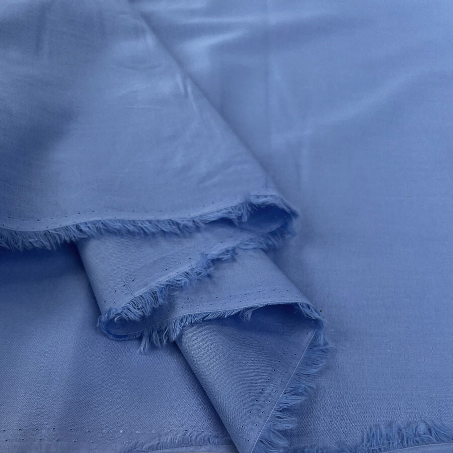 Core Range Cotton Lawn Cornflower Blue Combed Woven Plain Dress Fabric Fold