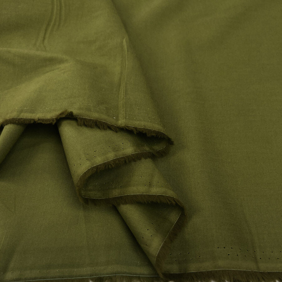 Core Range Cotton Lawn Moss Green Combed Woven Plain Dress Fabric Fold
