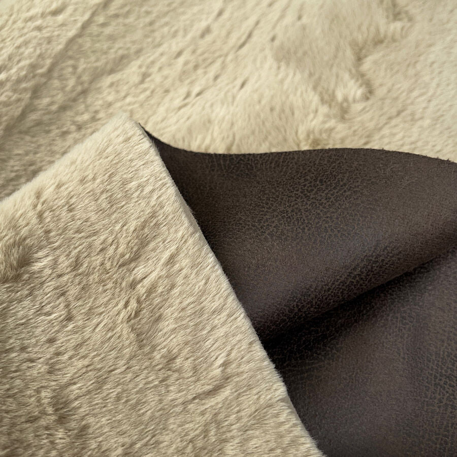 Corin Fur Backed Faux Leather Brown Polyester Coating Fabric Fold