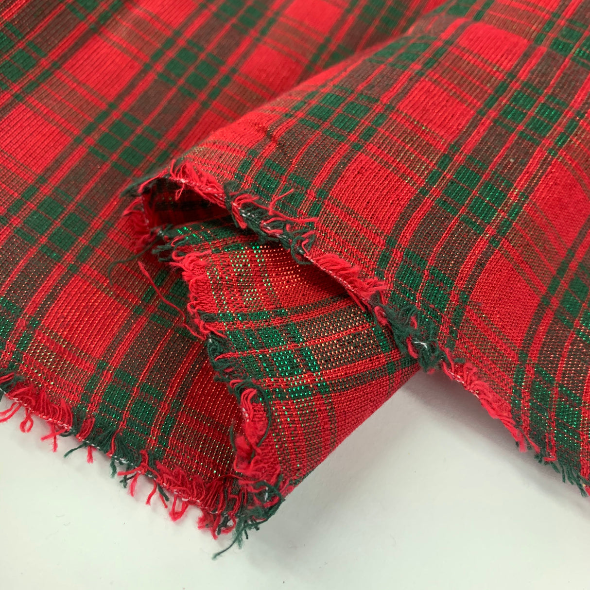 Cotton Lourex Red Tartan Fold