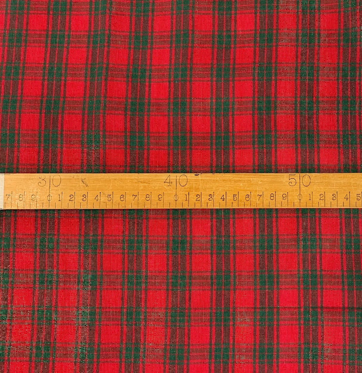 Cotton Lourex Red Tartan Scale