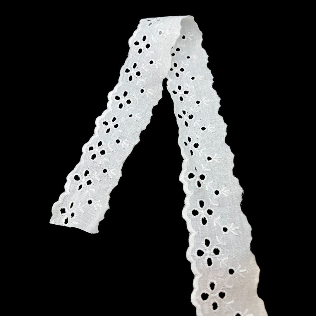 Cotton Austrian Broderie Anglaise Trim Mabel 47mm Wide Fold
