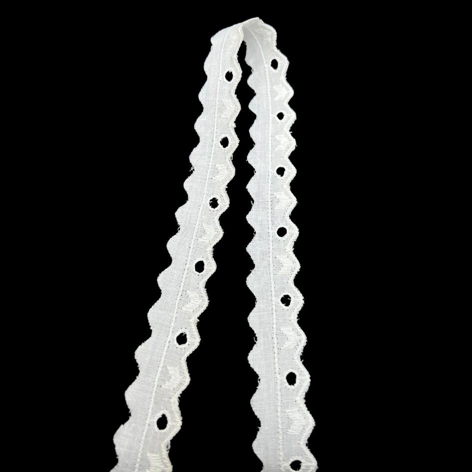 Cotton Austrian Broderie Anglaise Trim Polly 20mm Wide Fold