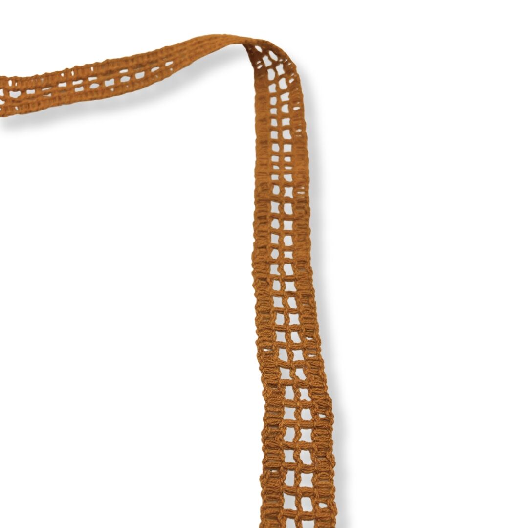 Cotton Openwork Lattice Trim Burnt Orange 2cm Wide