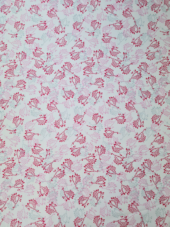 Cotton Poplin Floral Print Sewing Room Ivy Pink Full