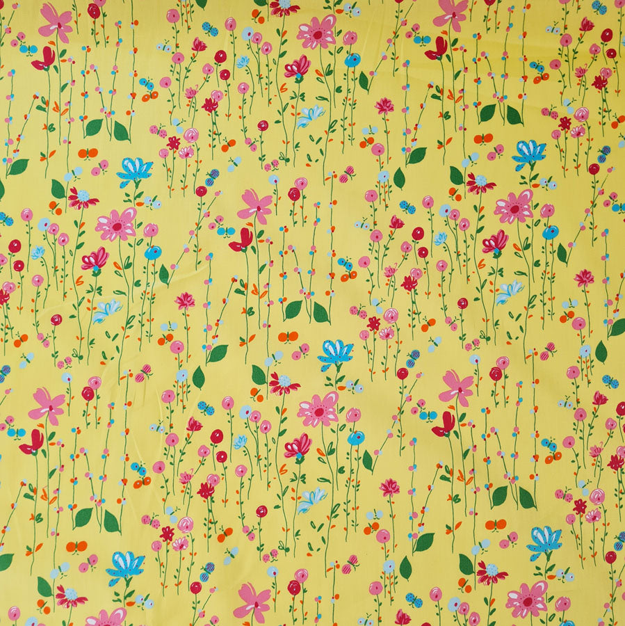 Cotton Poplin Floral Print Sewing Room Yellow Full