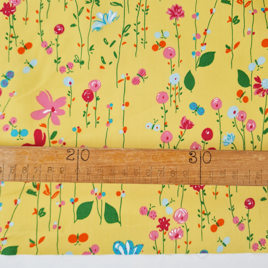 Cotton Poplin Floral Print Sewing Room Yellow Ruler