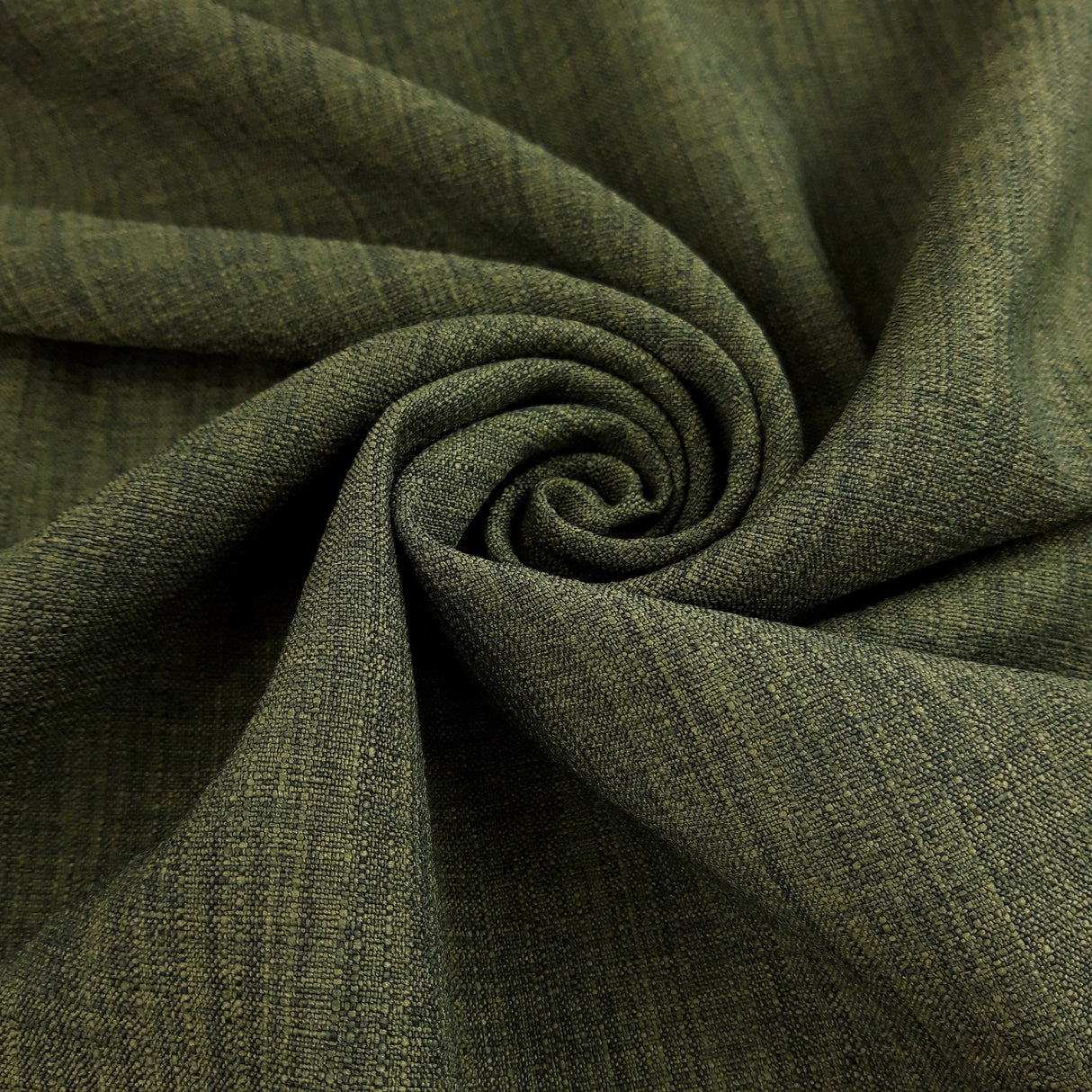 Cross Hatch Olive Polyester Linen Look Olive Dress Fabric Close Up Twirl Fabric Photo