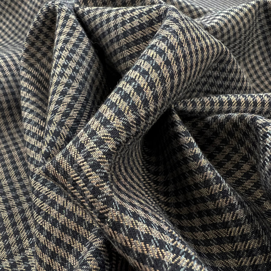 Cross Roads Navy Check Brushed Cotton Fabric Cu2