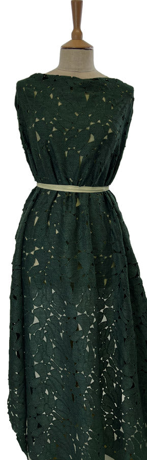 Cut Out Forest Green Abstract Polyester Viscose Dress Fabric Mannequin