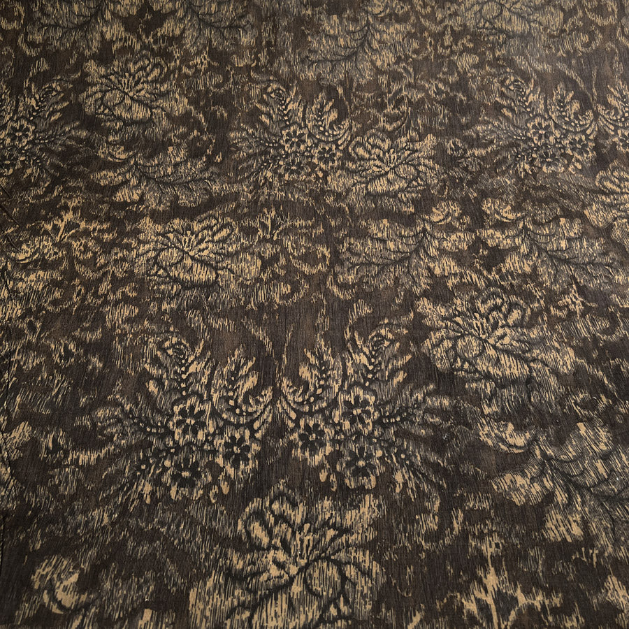 Deadstock needlecord rustic swirl cotton elastane woven corduroy brown dress fabric