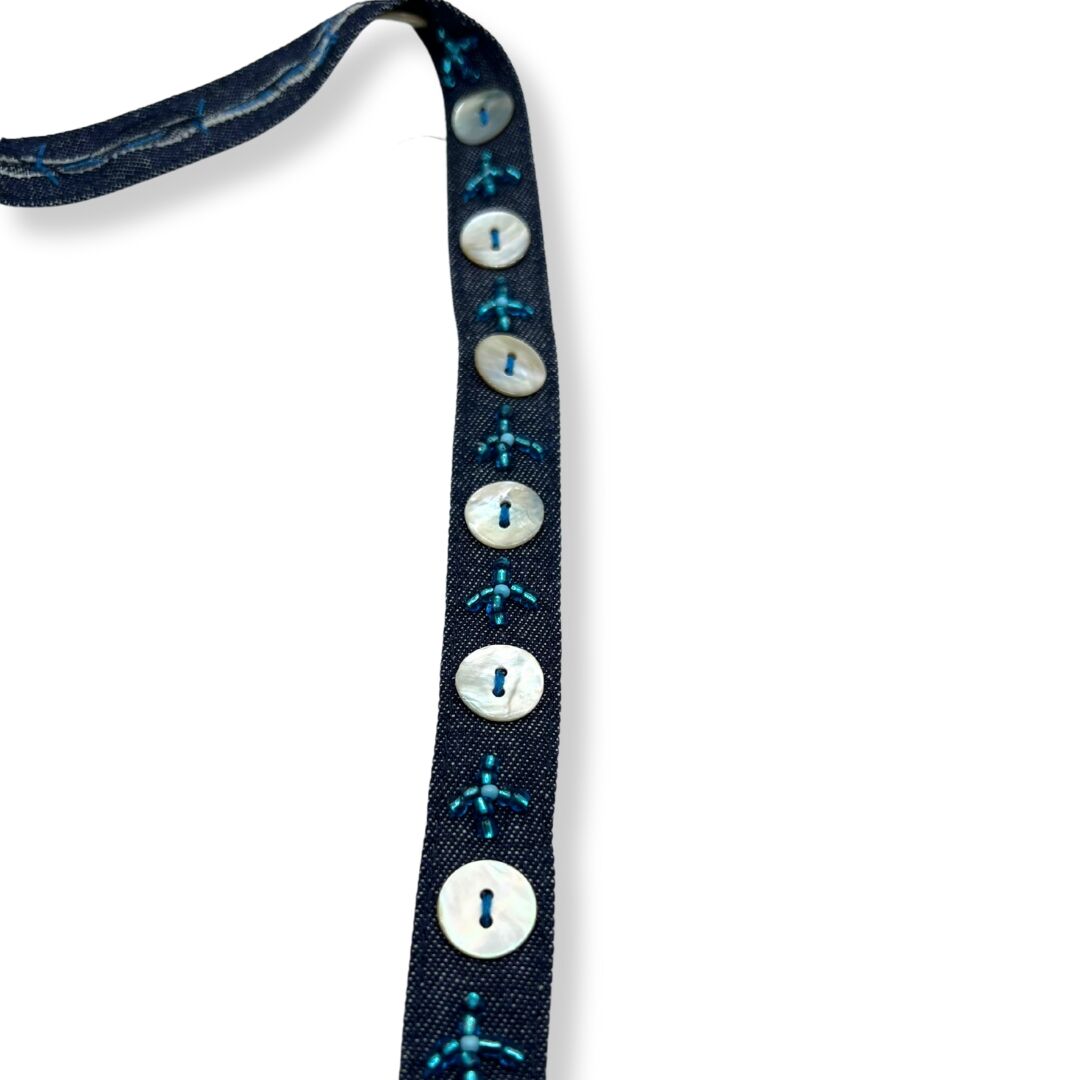 Decorative Denim Pearl Button Bead Tape Trim 16mm Wide