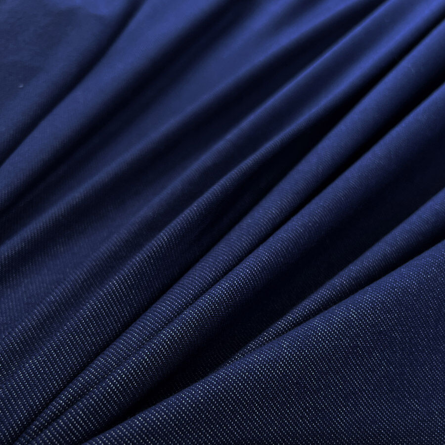 Denim Jersey Indigo Cotton Polyester Spandex Stretch Knit Blue Fabric