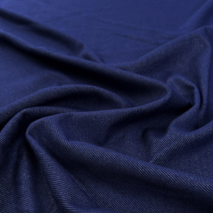 Denim Jersey Indigo Cotton Polyester Spandex Stretch Knit Blue Fabric