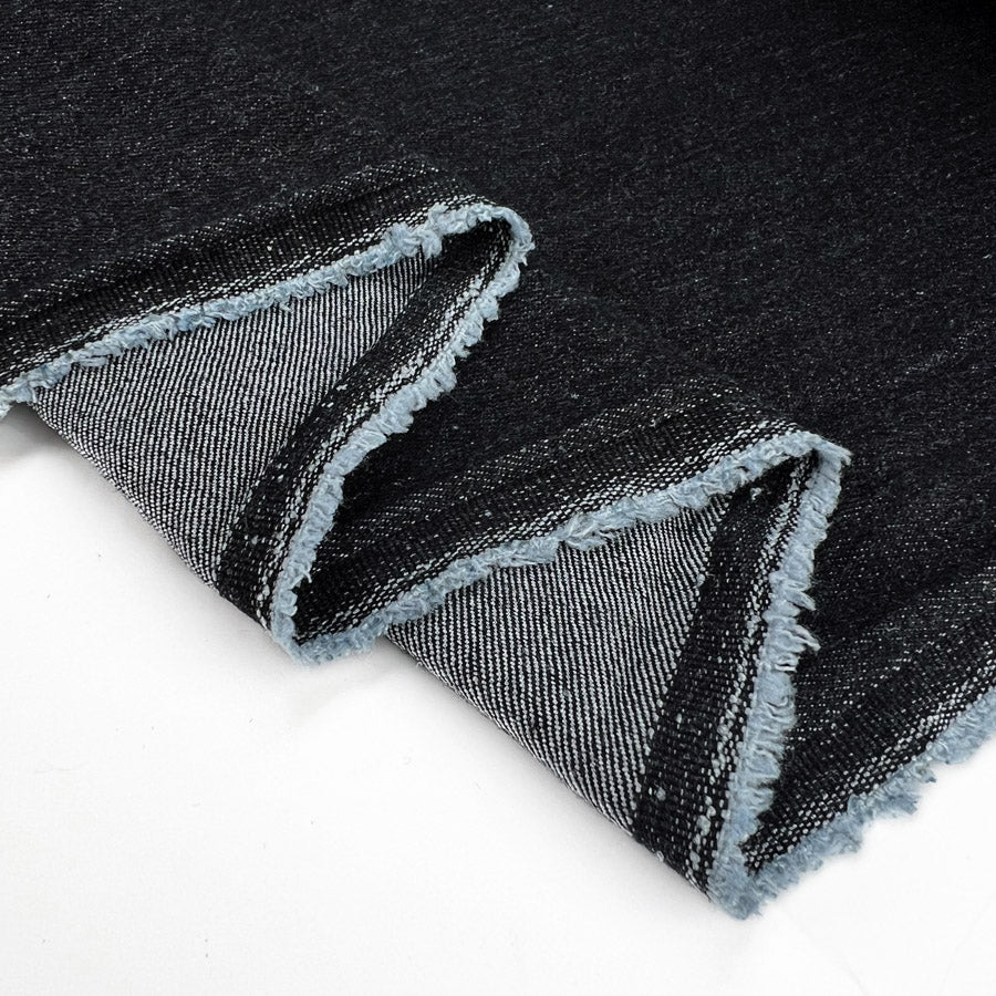 Diez Denim Black Cotton Lycra Twill Heavy Mid Heavy Weight Woven Jean Fabric Fold