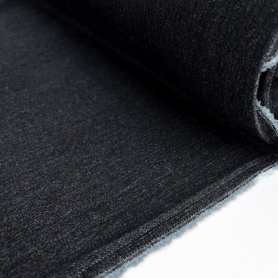 Diez Denim Black Cotton Lycra Twill Heavy Mid Heavy Weight Woven Jean Fabric Roll