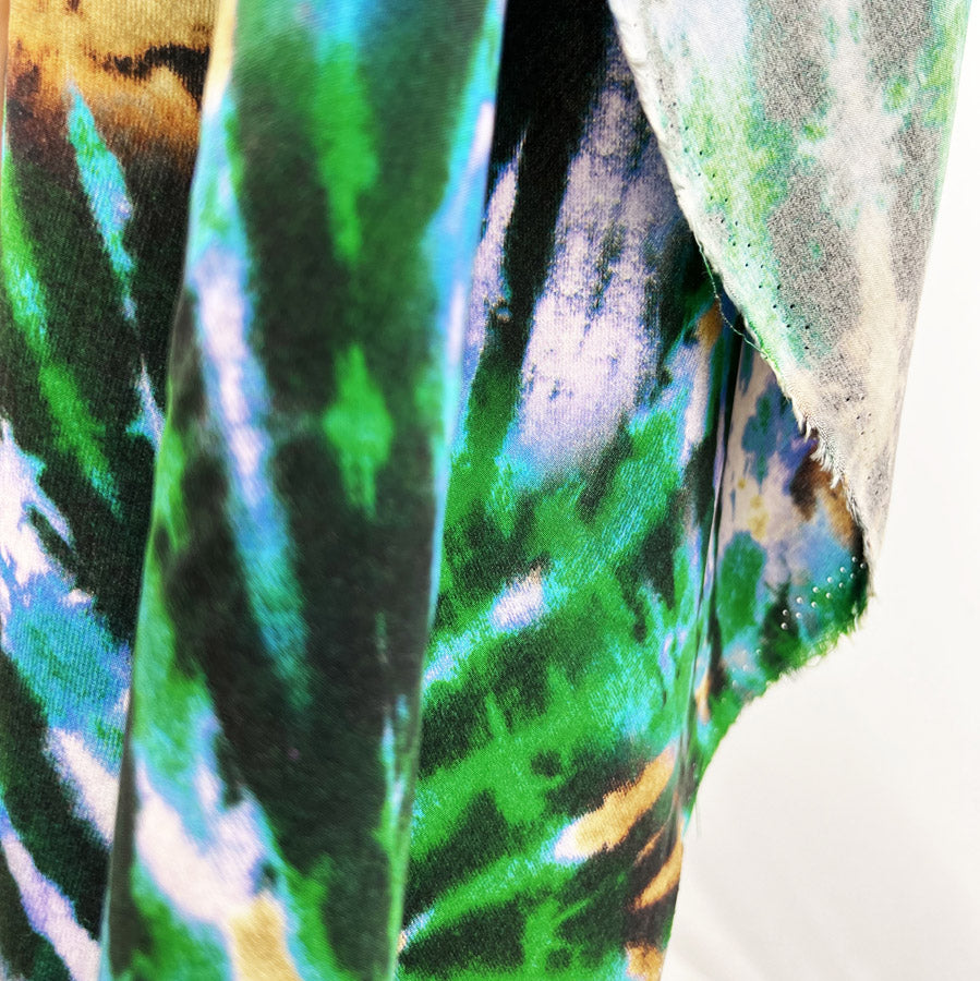 Digital Viscose Dress Fabric Tie Dye Festival Download Green Hang