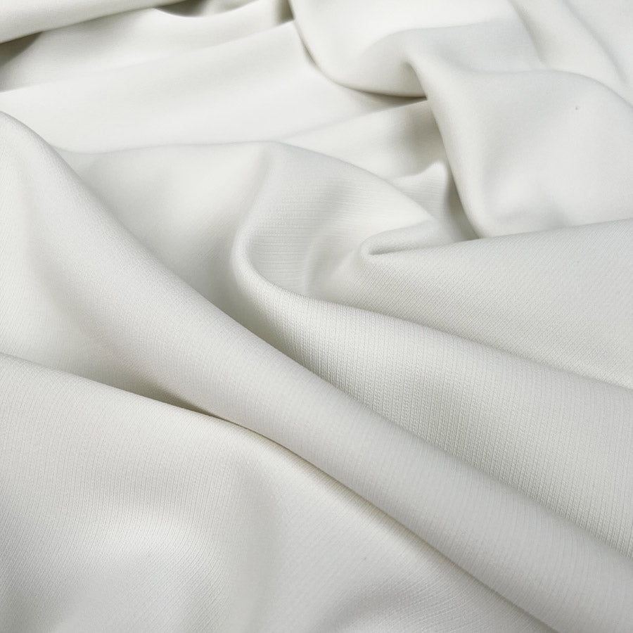 Donatella Off White Polyester Spandex Plain Woven Dress Fabric
