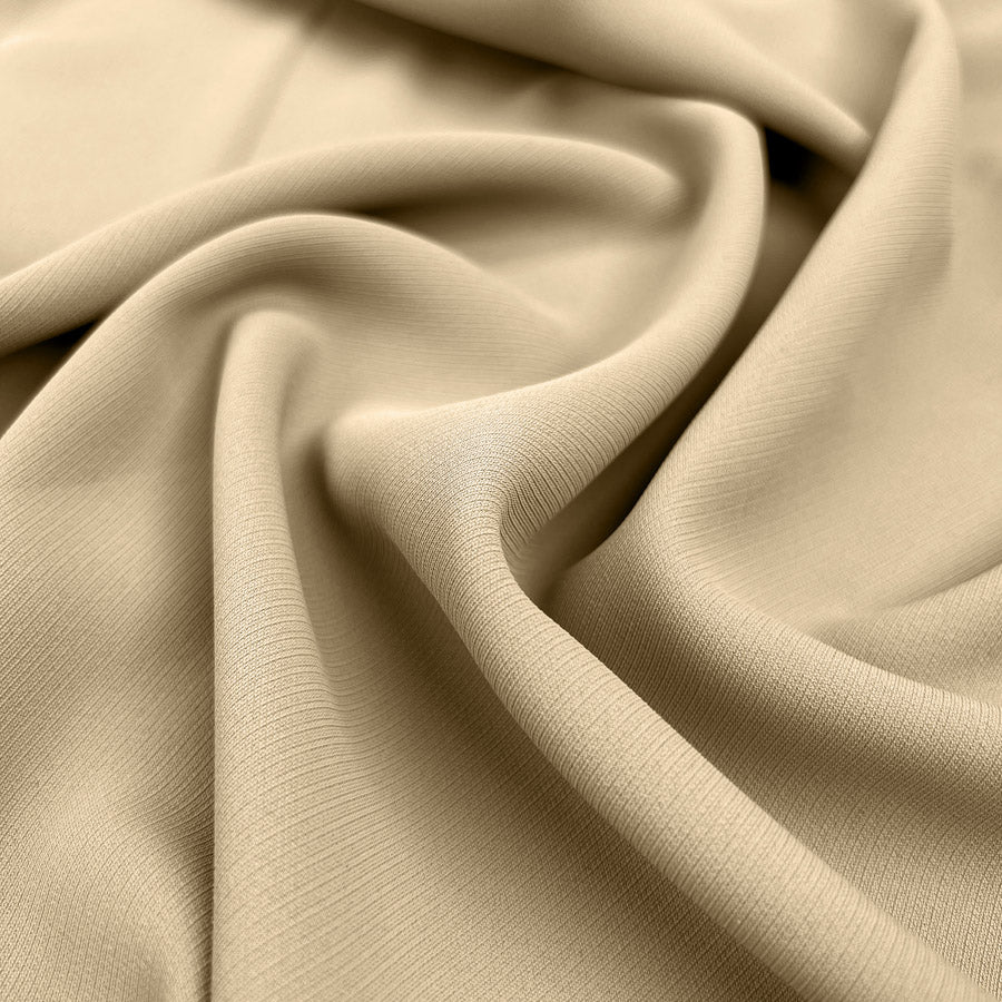 Donatella Sand Beige Polyester Spandex Plain Woven Dress Fabric