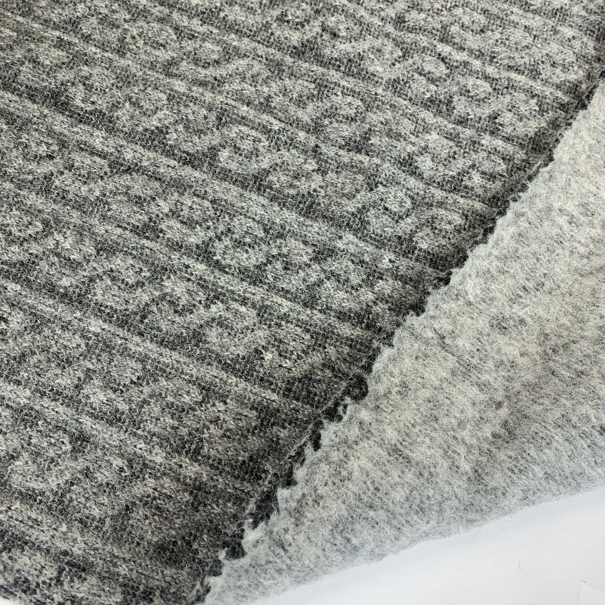 Double Whammy Wool Polyester Grey Marl Coating Fold 2