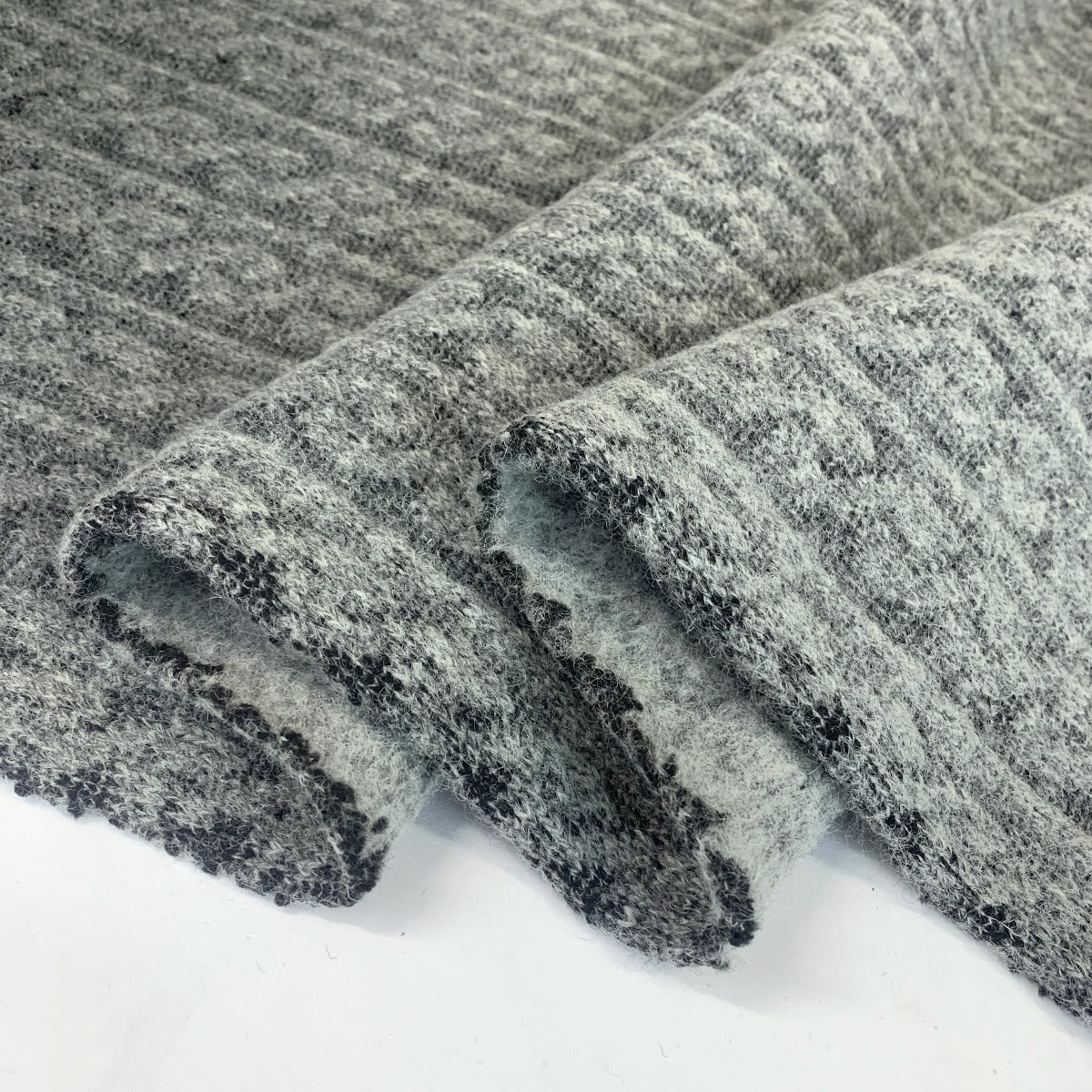 Double Whammy Wool Polyester Grey Marl Coating Fold