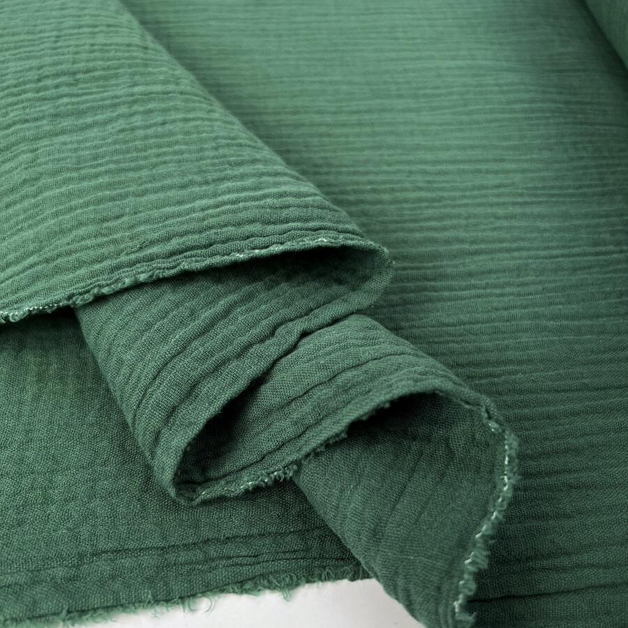 Double Gauze Pine Green Cotton Woven Lightweight Dress Fabric Fold B6D2F81A Df76 48B6 A554 B2C06Ba371B0