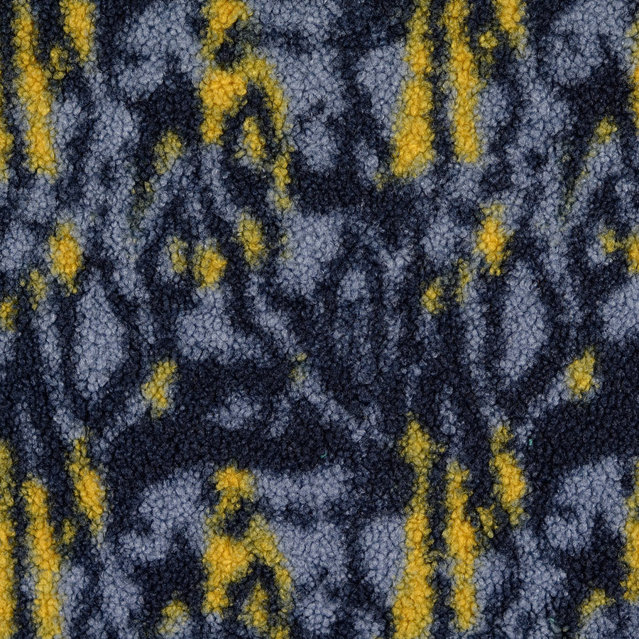 Drake Blue Yellow Abstract Digitally Printed Faux Fur Polyester Coating Fabric