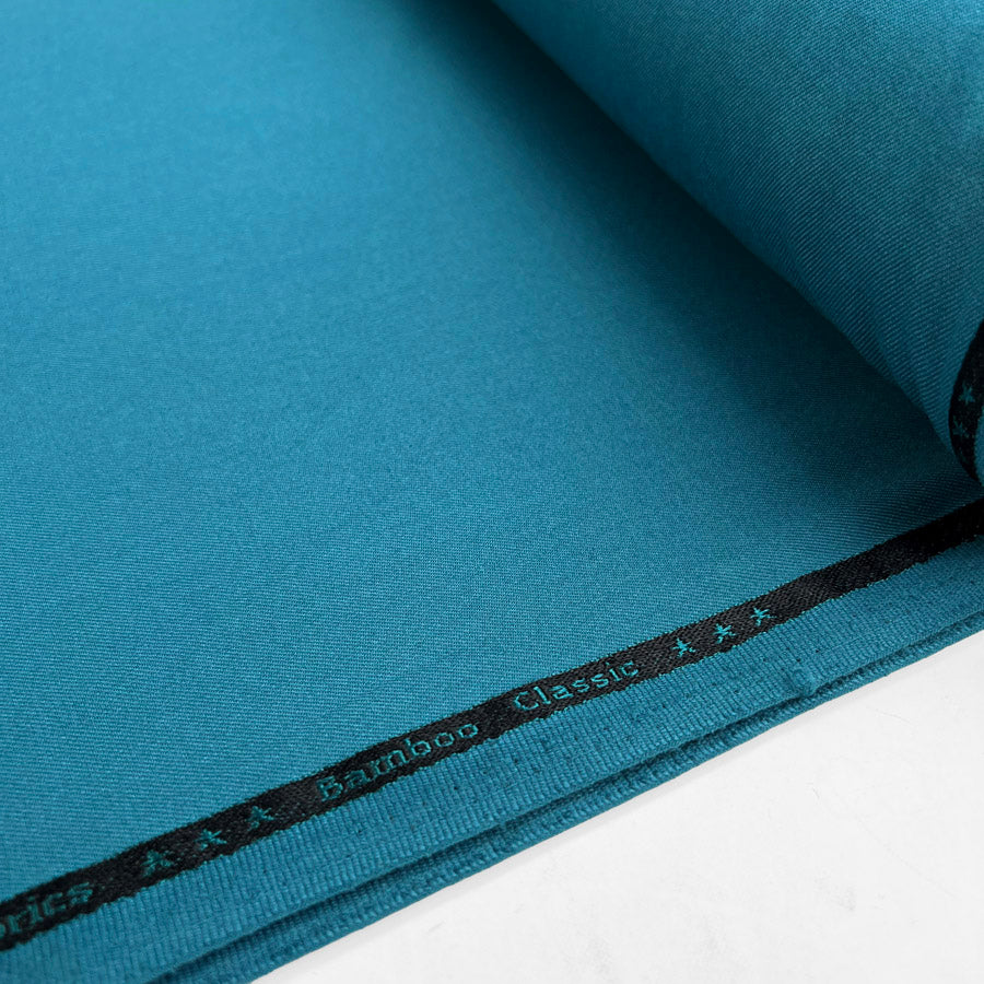 Draper Organic Bamboo Blend Stretch Suiting Fabric Petrol Bolt