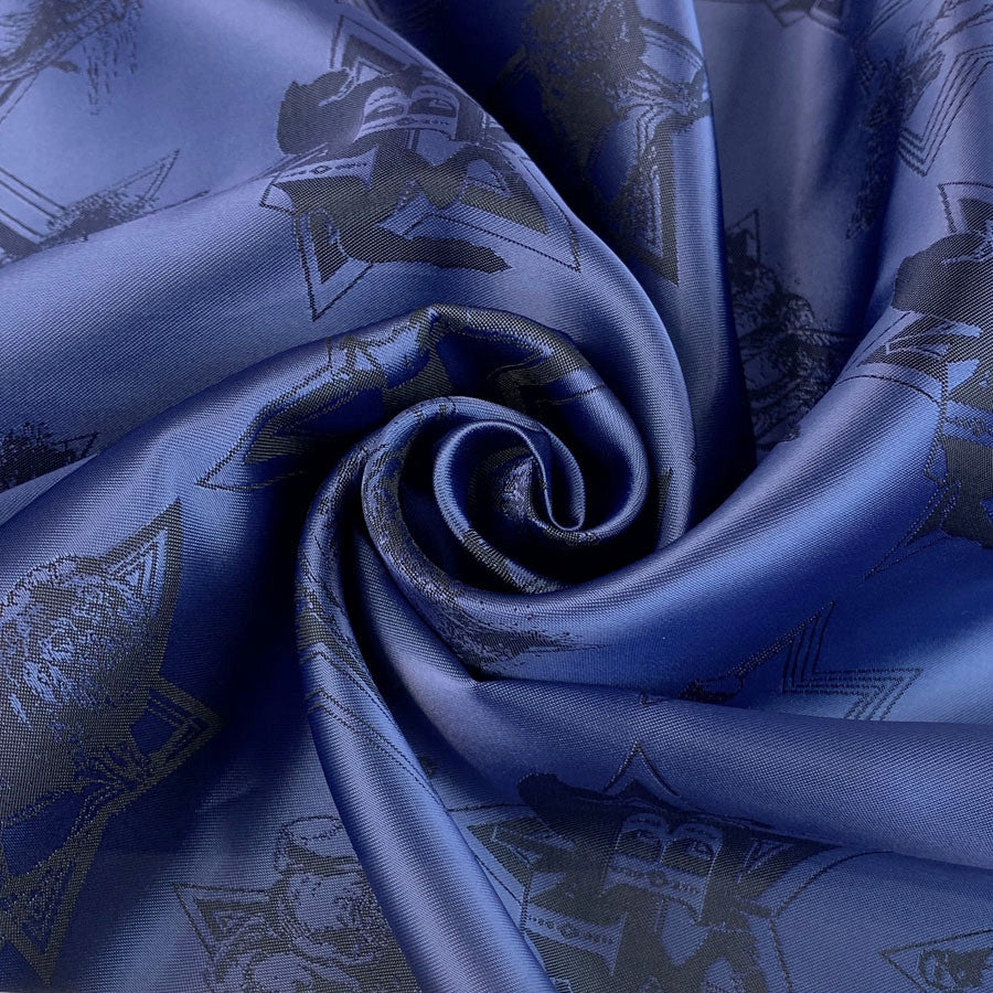 E210 Greatest Showman Blue Royal Blue Elephant Polyester Woven Lining Fabric Close Up Drape Fabric Photo