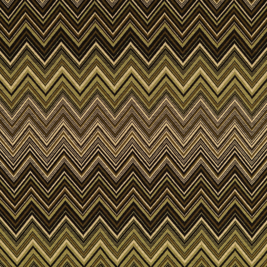 Ember Jacquard Jersey Viscose Polyester Elastane Knitted Green Brown Zig Zag Dress Fabric