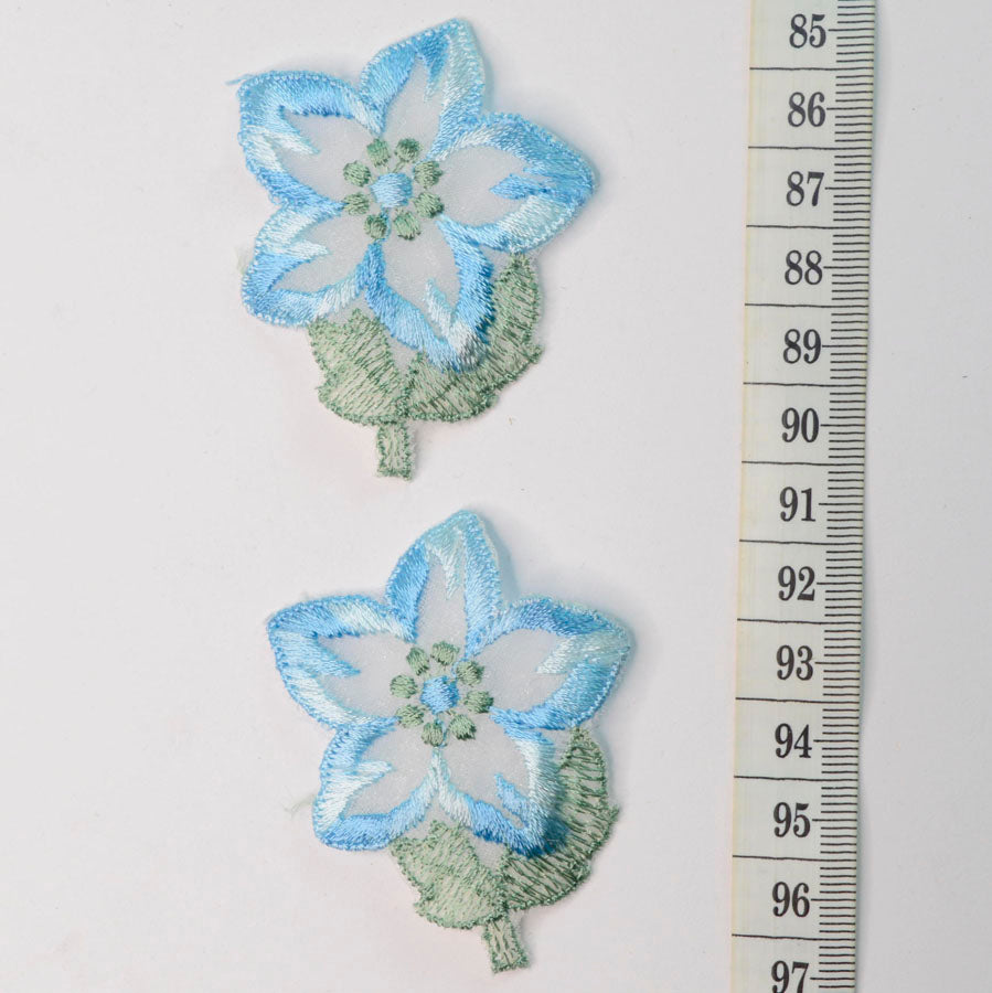 Embroidered Patch Flower Blue Crafts Fabric S