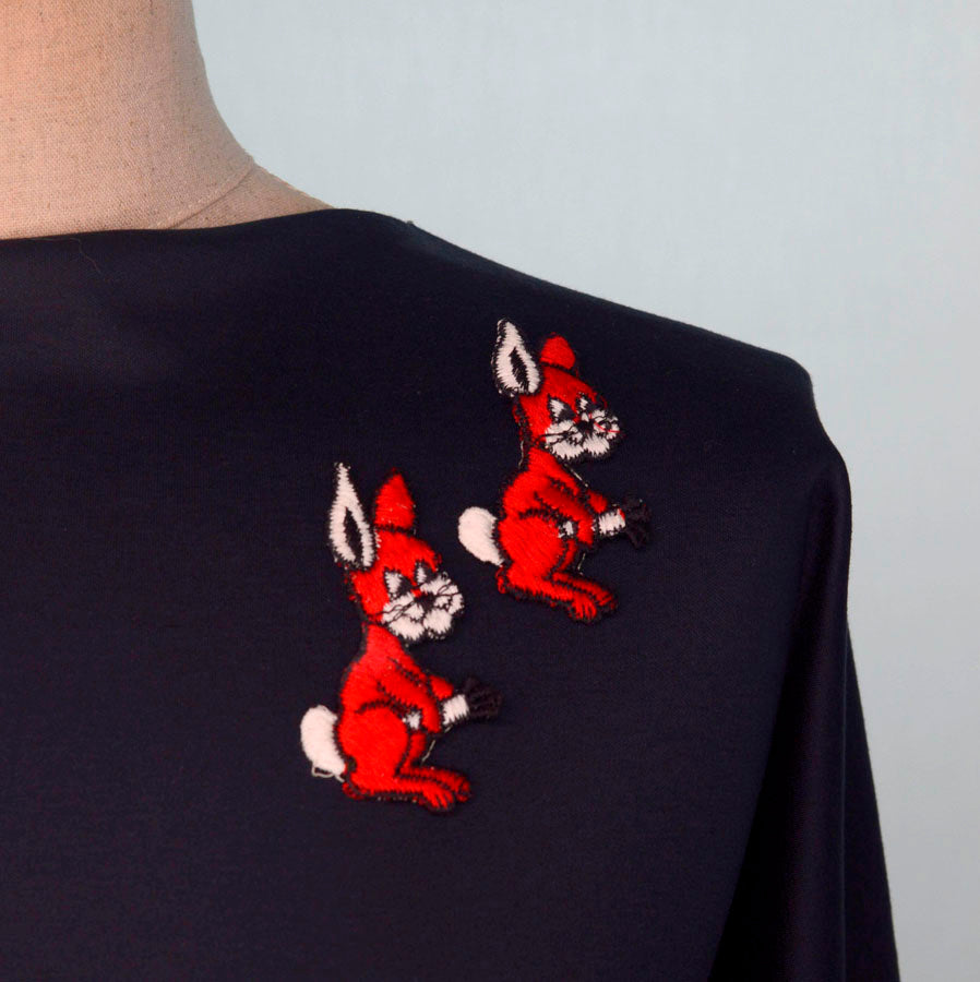 Embroidered Patch Red Rabbit Crafts Fabric M