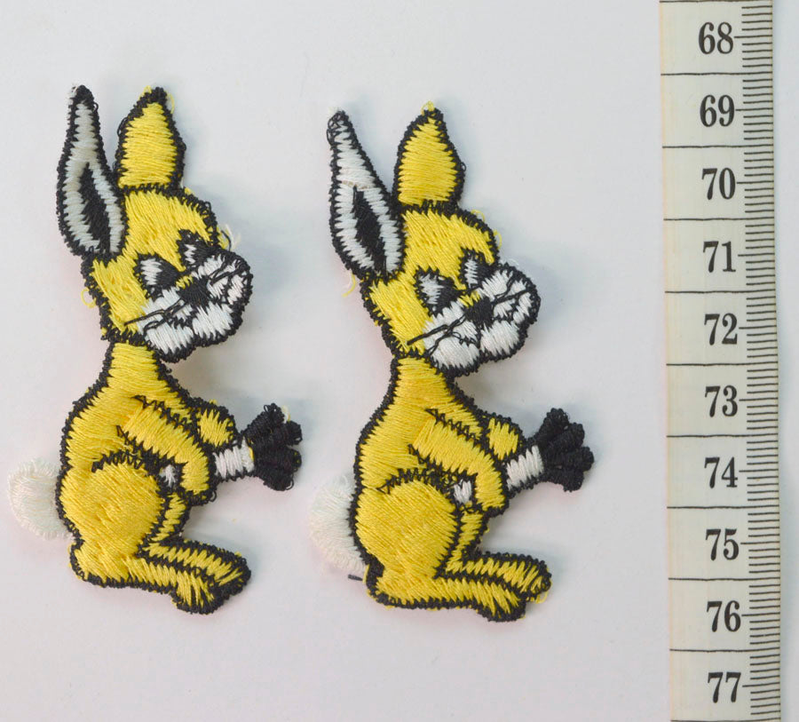 Embroidered Patch Yellow Rabbit Cotton Craft Fabric S