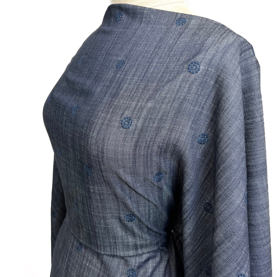 Embroidered Floral Indigo Fine 6oz Cotton Denim Shirting Fabric Embden Side D473Fa7F 5013 4D3E 87E7 3F63F25E159F