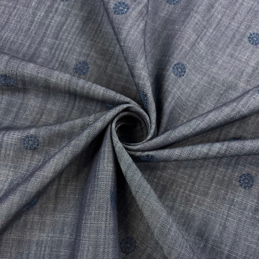 Embroidered Floral Indigo Fine 6oz Cotton Denim Shirting Fabric Embden Twist 82Dbf24C 47C4 42A3 96Fe 04239279Cc84