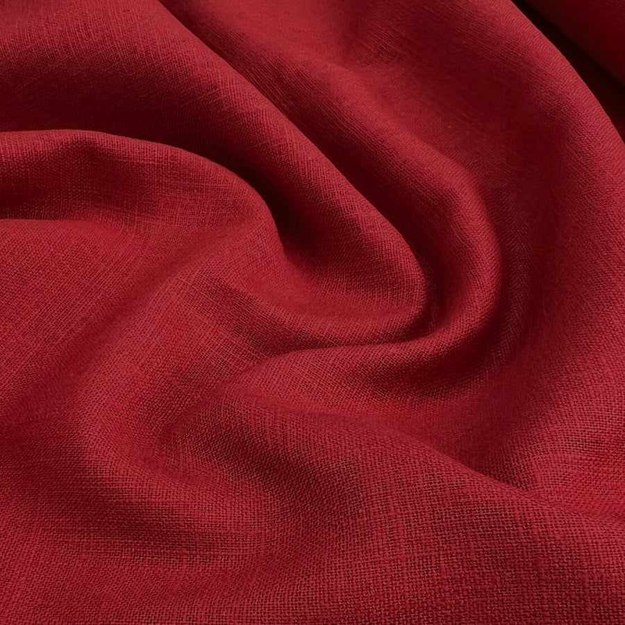 Enigma linen dark red ramie cotton oeko tex plain dress fabric cu