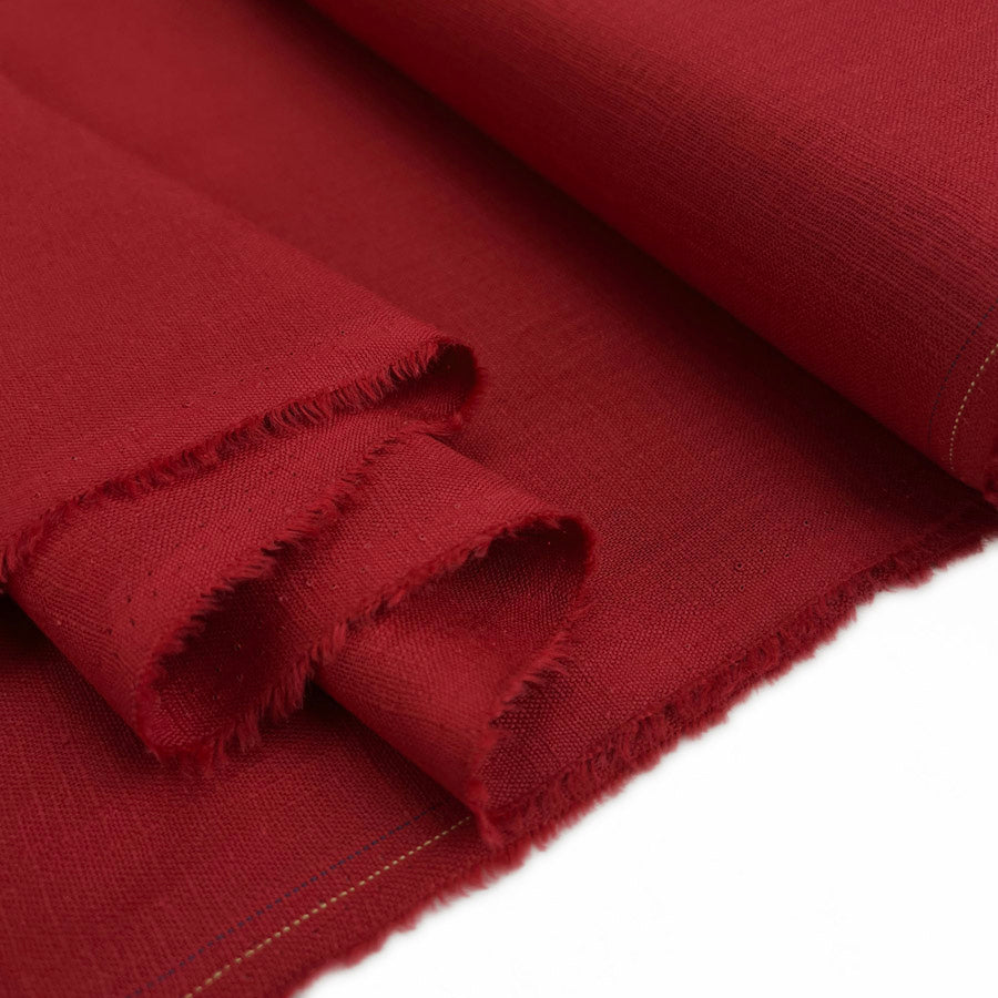 Enigma linen dark red ramie cotton oeko tex plain dress fabric fold