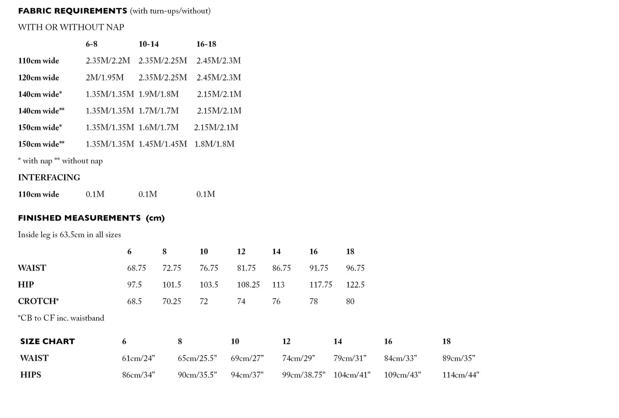 Eve size chart 6 18