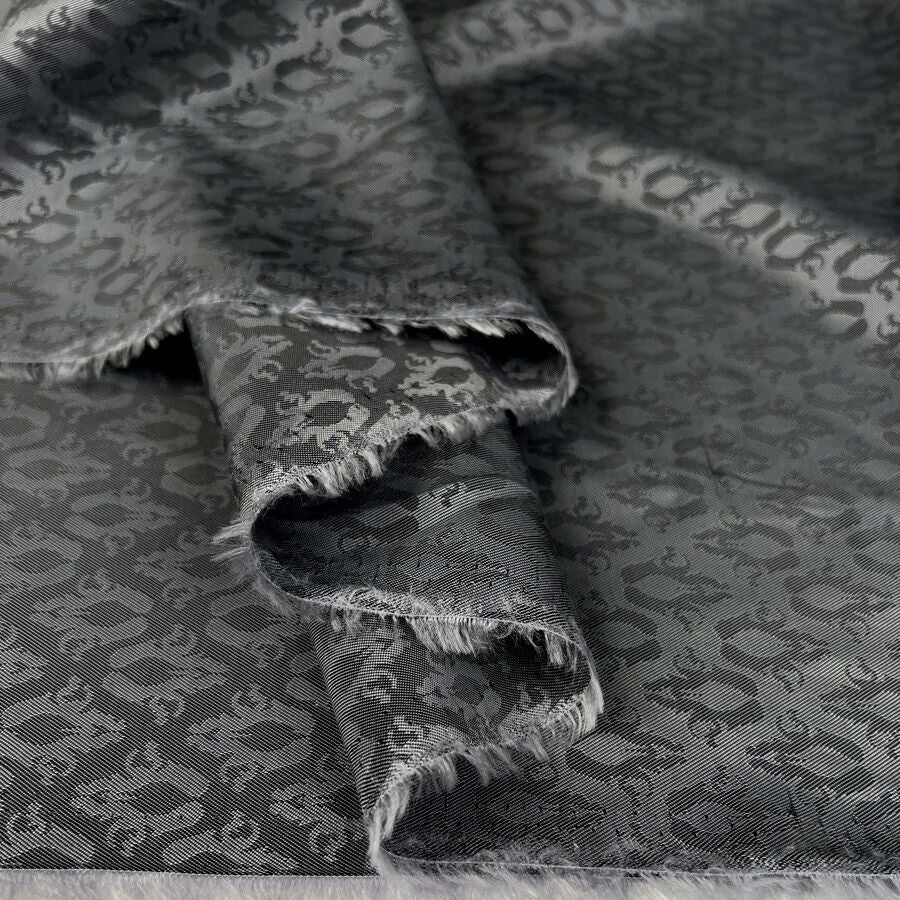 Ezio Crests Silver Grey Viscose Acetate Italian Tailors Lining Fold