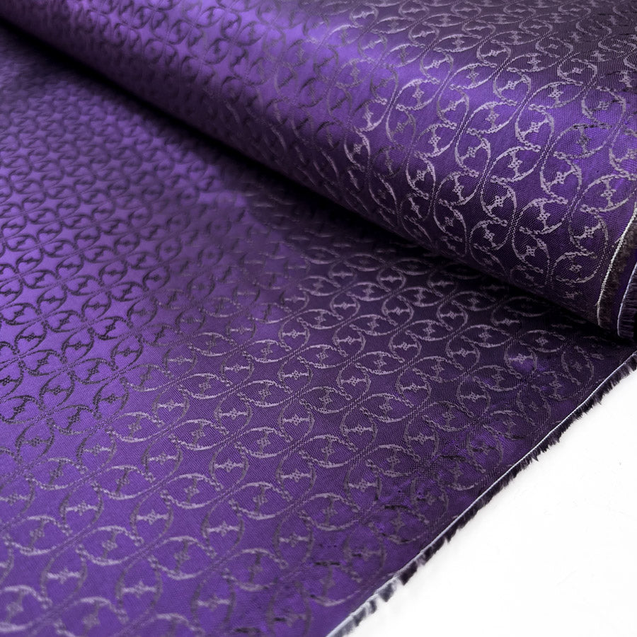 Ezio Guinevere Viscose Acetate Abstract Printed Purple Italian Lining Fabric Bolt