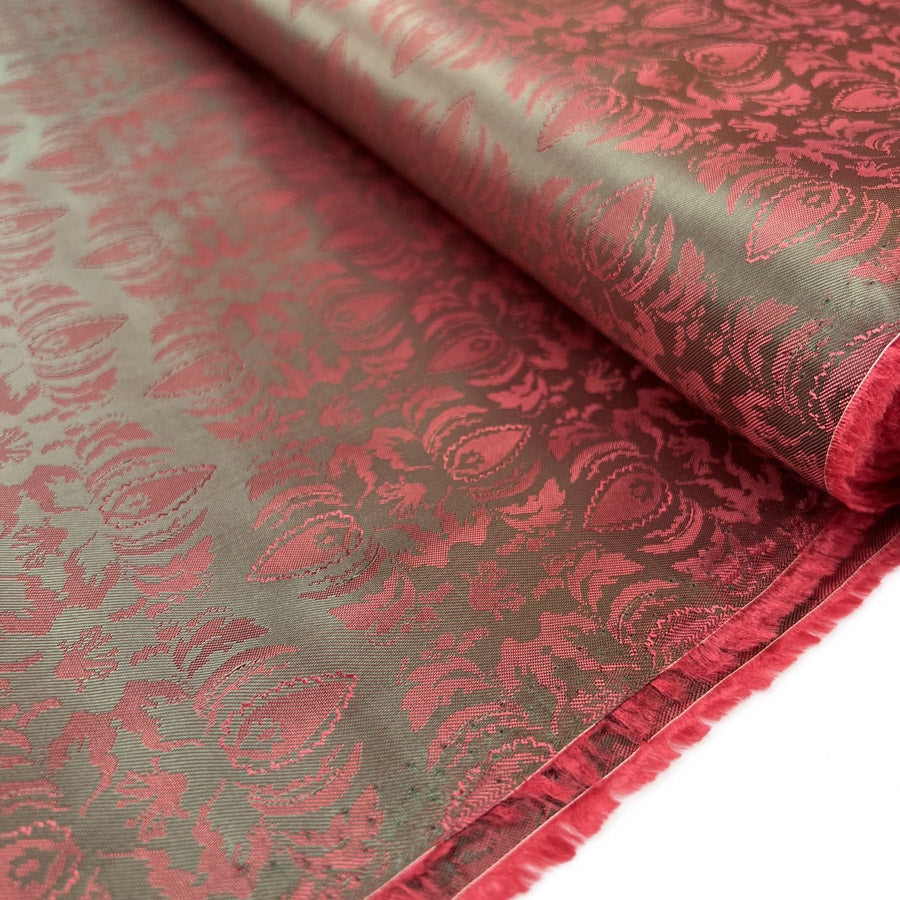 Ezio Rorschach Viscose Acetate Abstract Print Red Green Italian Lining Fabric Bolt