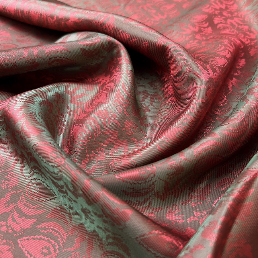 Ezio Rorschach Viscose Acetate Abstract Print Red Green Italian Lining Fabric