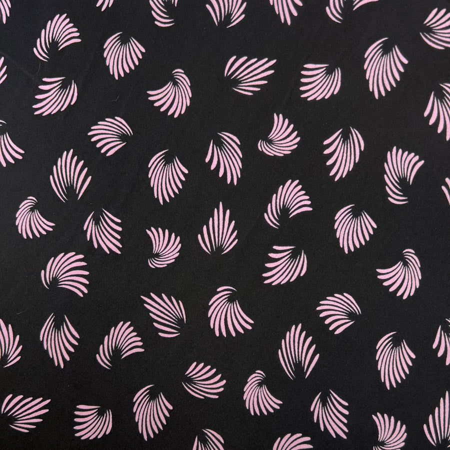 Fan Tail Black Pink Abstract Pattern Dressmaking Fabric Print