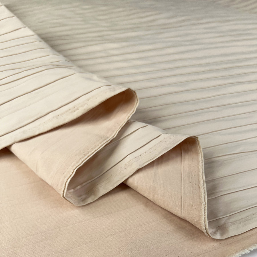 Fibre Mood 3D Stripes Cream Polyester Cotton Quilted Coat Fabric Fold