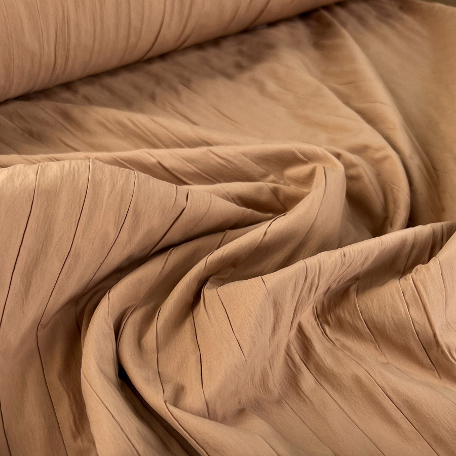 Fibre Mood 3D Stripes Pink Polyester Cotton Quilted Coat Fabric