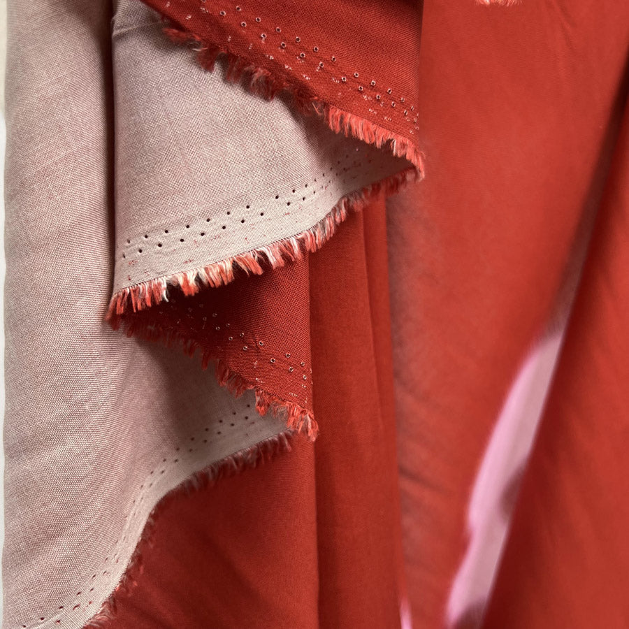Fibre Mood Ecovero Leopard Red Pink Viscose Dress Fabric Fold