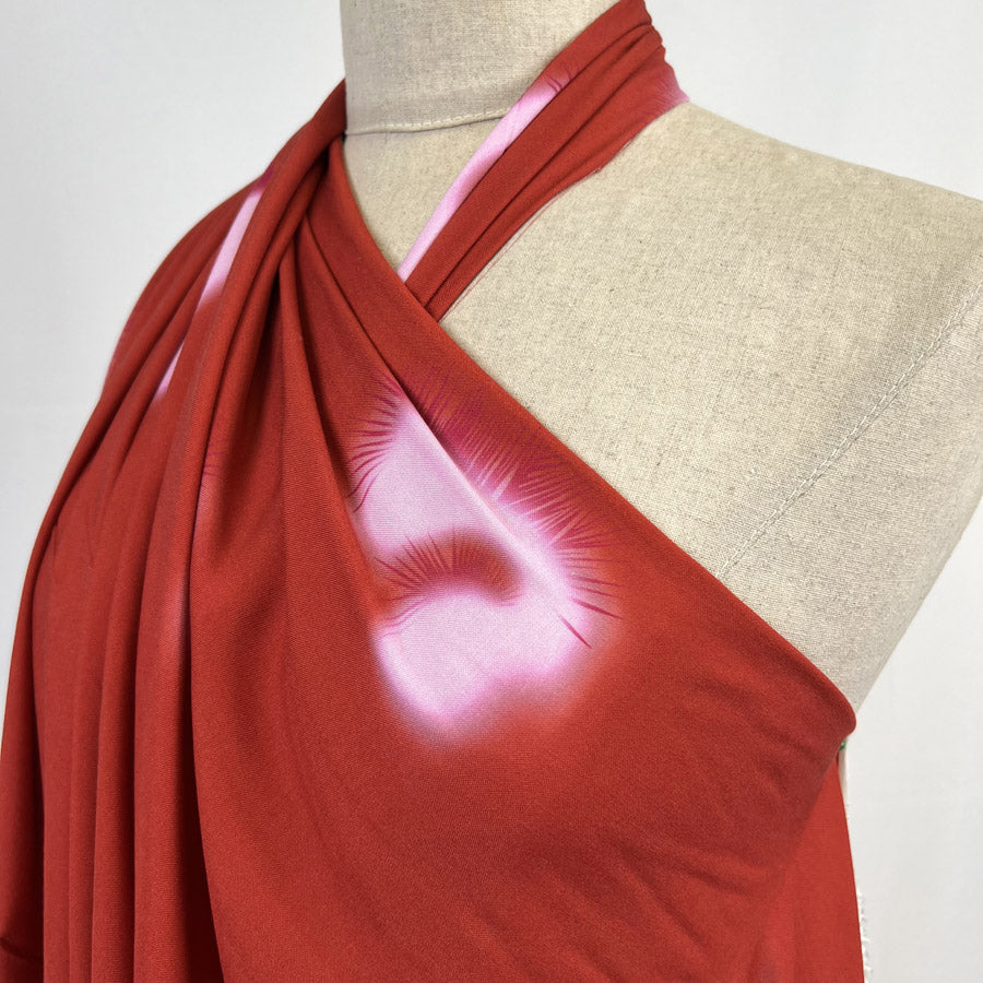 Fibre Mood Ecovero Leopard Red Pink Viscose Dress Fabric Side