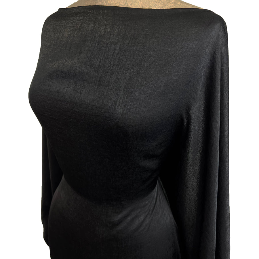 Filmstar Black Polyester Woven Velvet Satin Dress Fabric Side