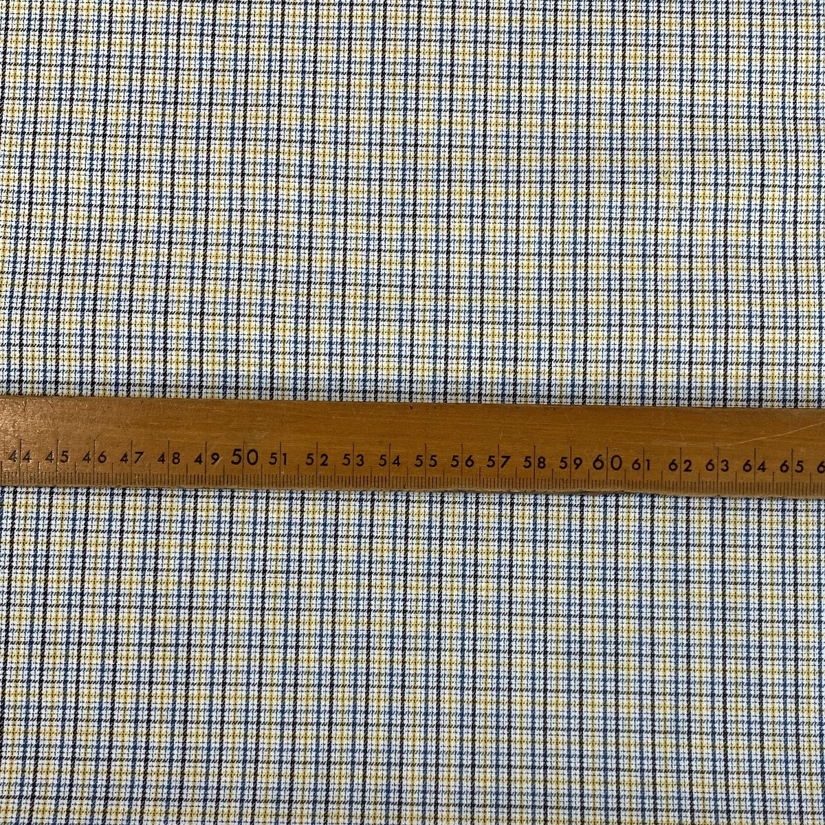 Fine Tat Grey Yellow Blue Check Shirting Fabric Scale